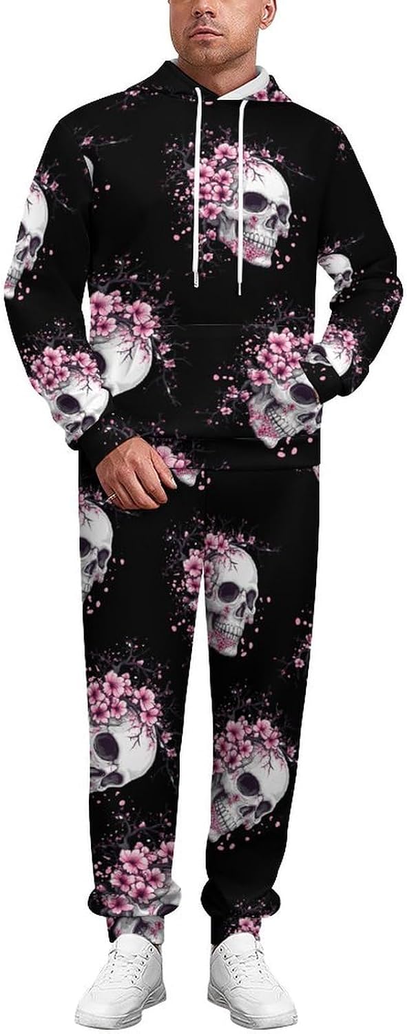 Japanese Skull 2 Piece Tracksuits Sports Jogging Sweatsuits Set for Men Women
