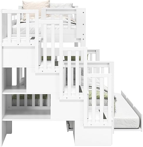 Miniatura 6 de Bedz King BK961-Honey-Trundle-p - Litera con cama nido individual con 4 cajones en los peldaños