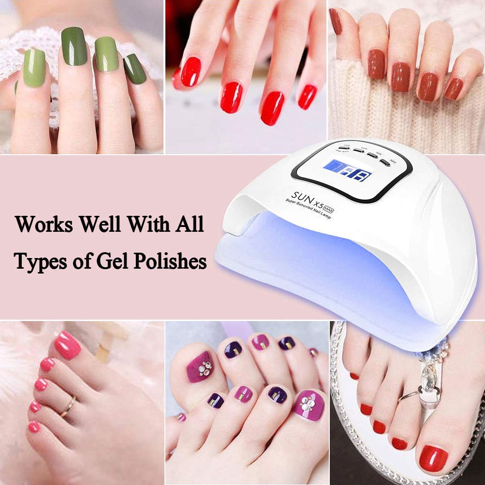 Lampe sèche-ongles 150W, Lampe à ongles UV LED pour ongles en gel, avec réglages de minuterie 10s/30s/60s/99s, capteur infrarouge, écran LCD