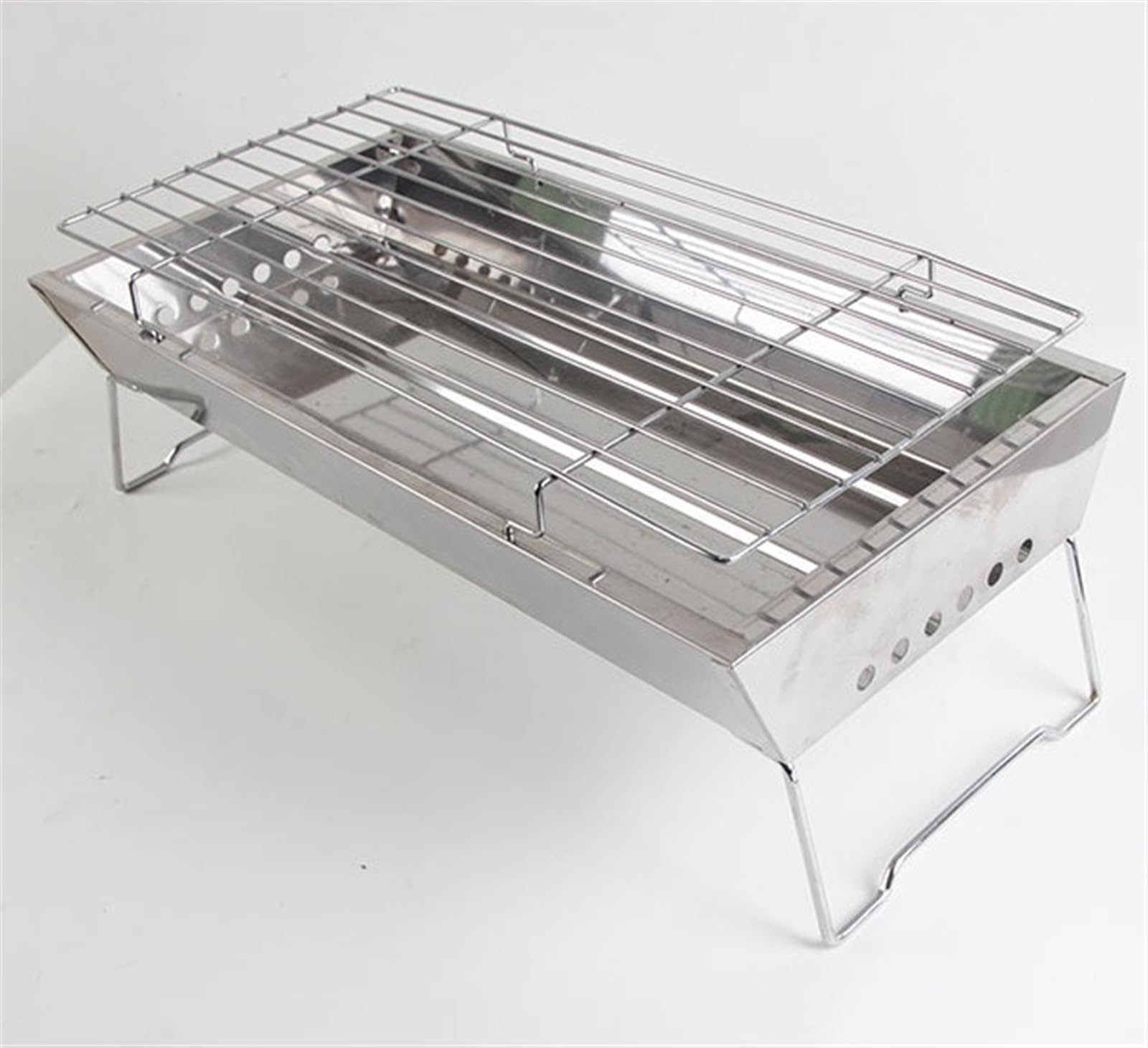 Barbecue Portatile Pieghevole in Acciaio Inox per Cucinare All'Aperto, Campeggio, Picnic E Feste All'Aperto - Griglia Compatta per Un Facile Trasporto E Un Montaggio Rapi