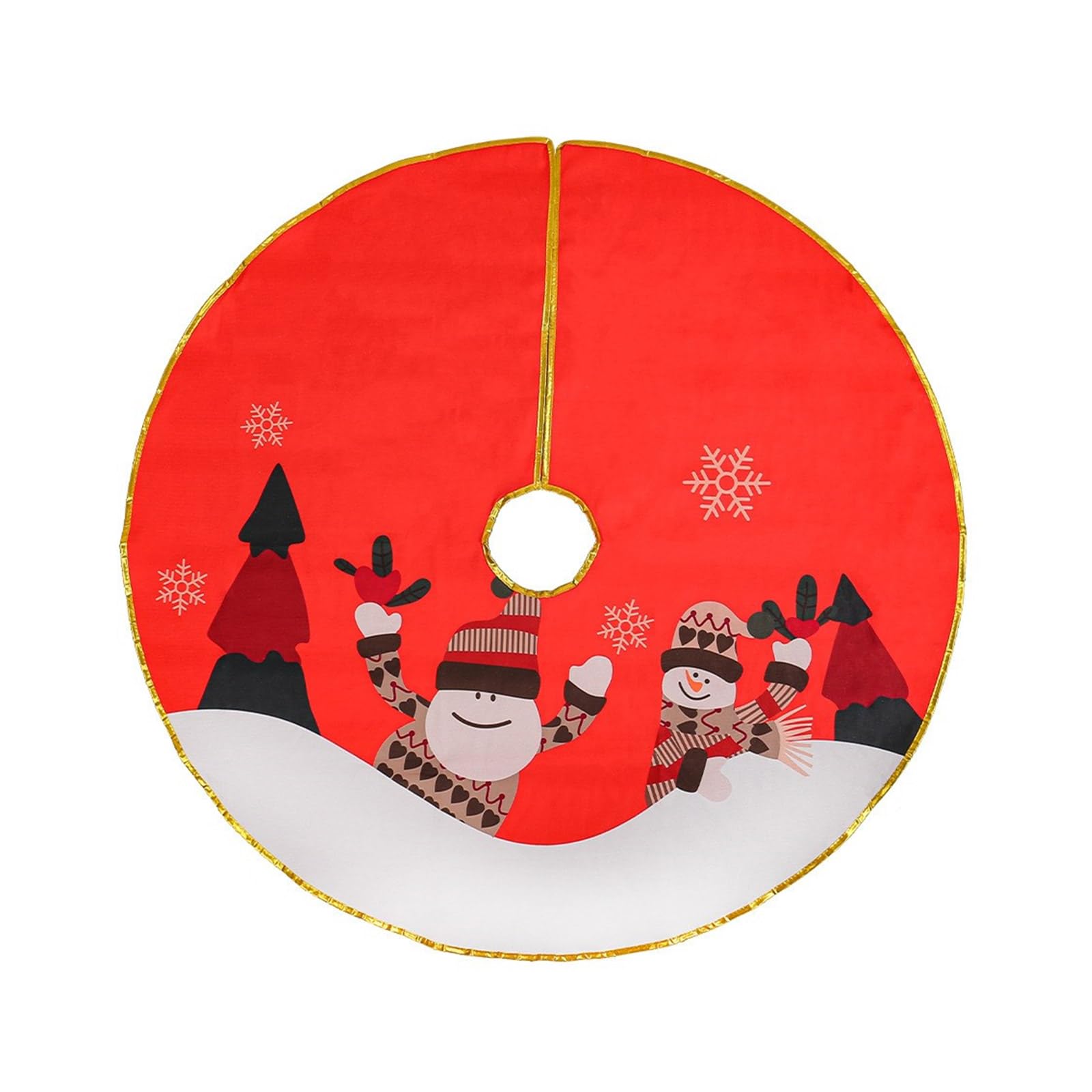 Yhplxyuus Festival Gold Bordered Tree Skirt Festival Celebration Gold Trimmed Tree Skirt for Homes and Mall Decoration Decorative Base Covers