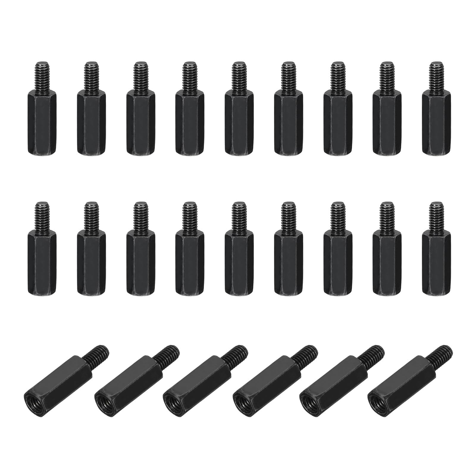 PATIKIL 48pcs M3x12mm+6mm Male Female Hex Standoff, Carbon Steel PCB Motherboard Spacer Standoffs for Computer Cases Circuit Boards FPV Drone Quadcopter, Black