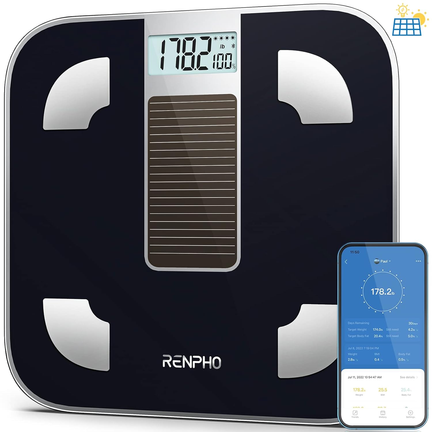 RENPHO Digital Scales for Body Weight, BatteryFree Weighing Bathroom