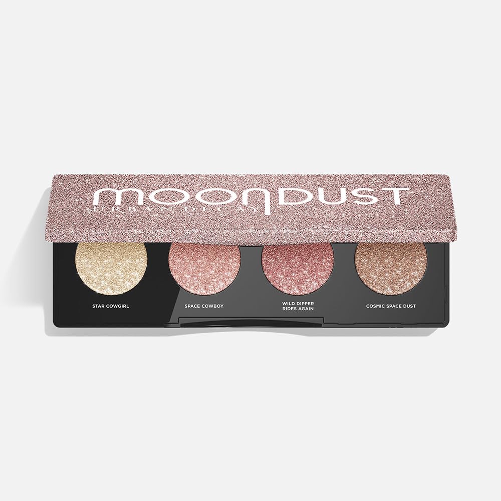 Urban Decay Space Rider Moondust Quad Eyeshadow Palette, 4 Glittery High-Pigment Shimmers, Vegan Formula, Built-In Mirror