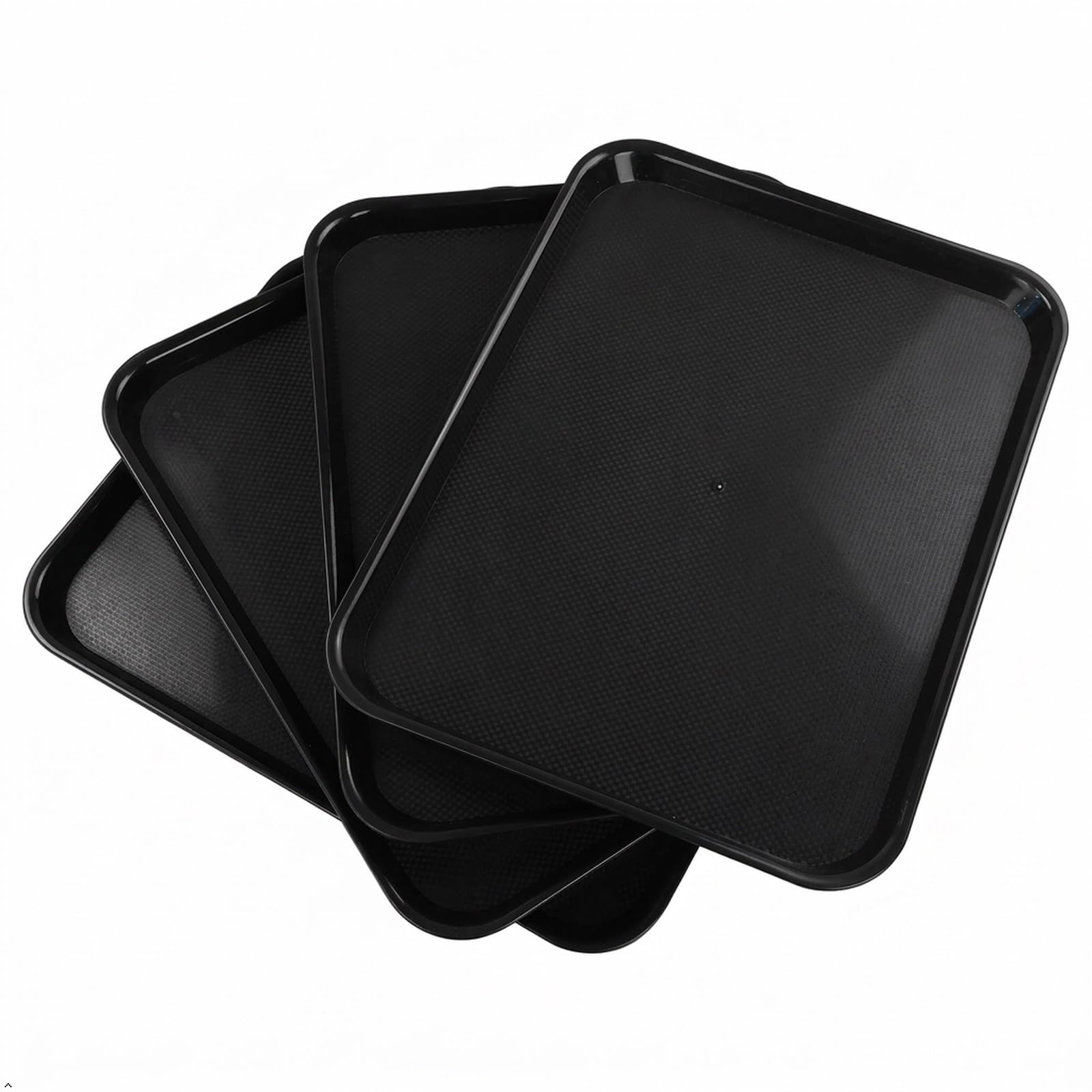 Bandejas rectangulares de plástico para servir comida rápida, juego de 4 (marrón)