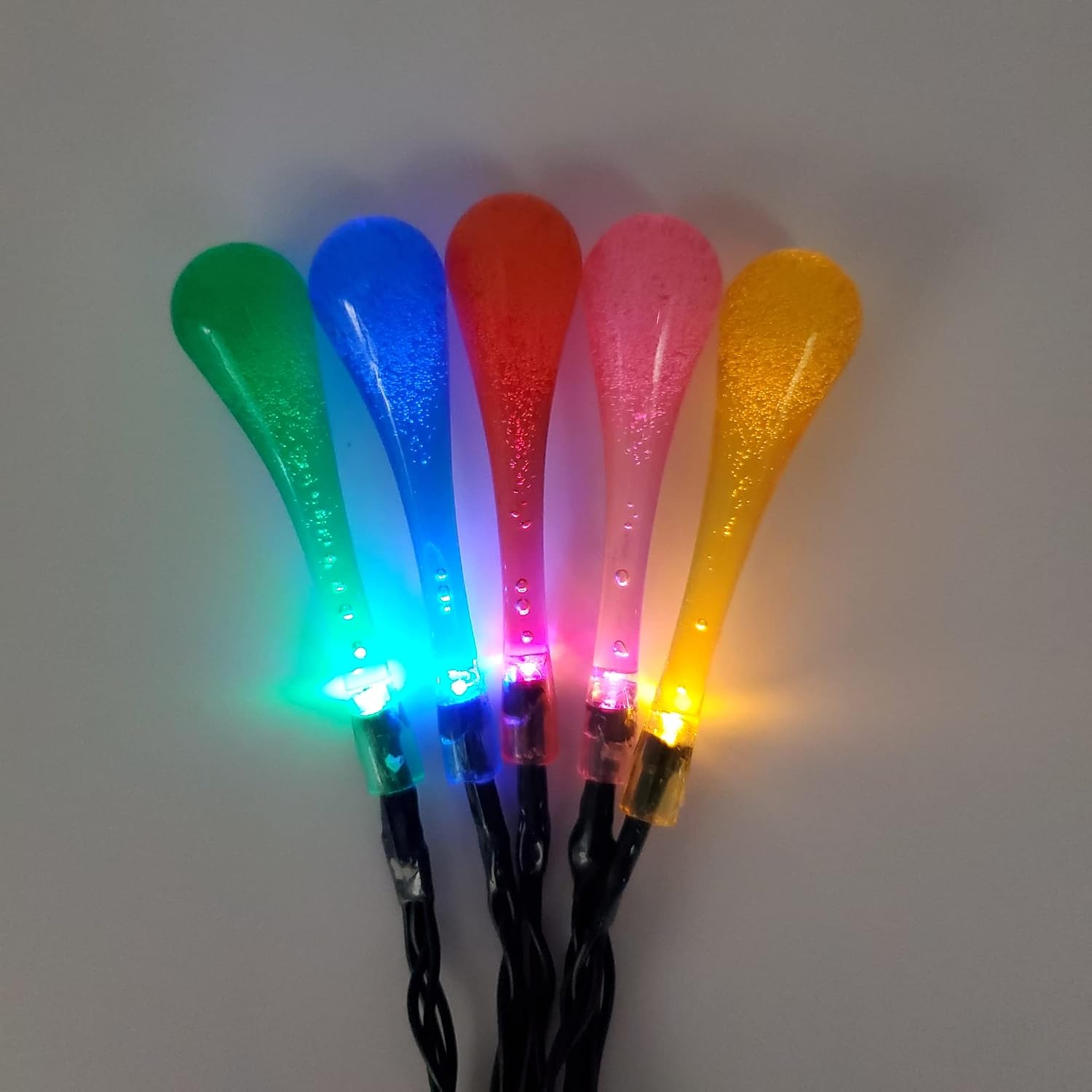 LumaBase Solar Powered Crystal Water Drop String Lights - Multicolor