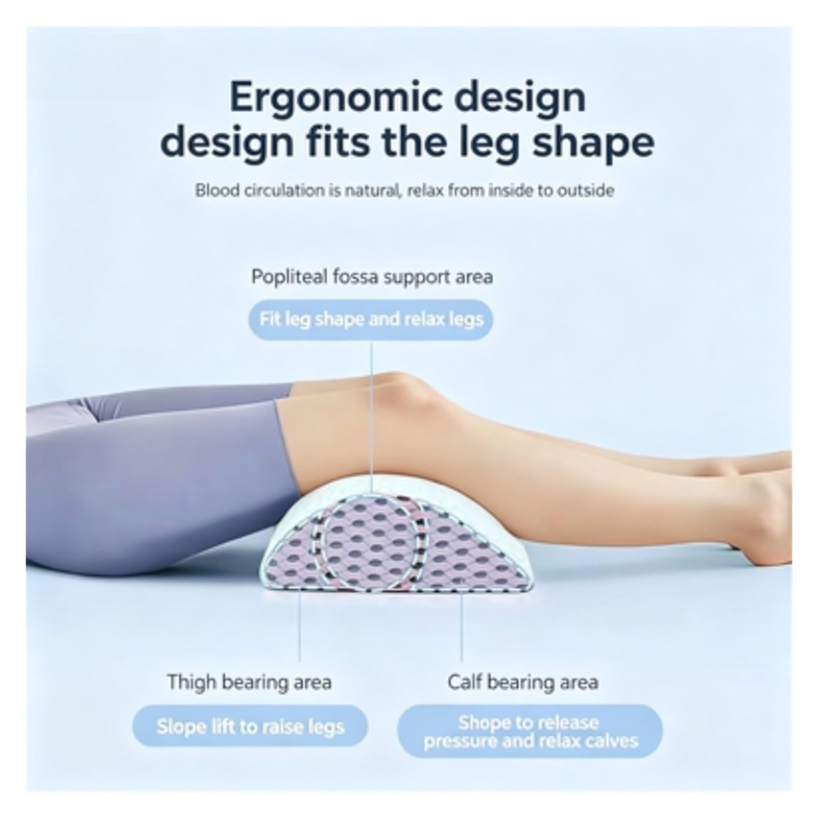 Almohada de Espuma viscoelástica for piernas: cojín elevación en Forma cuña Compatible con Soporte for piernas y Rodillas, Alivio del Dolor reducción la hinchazón(Pink)