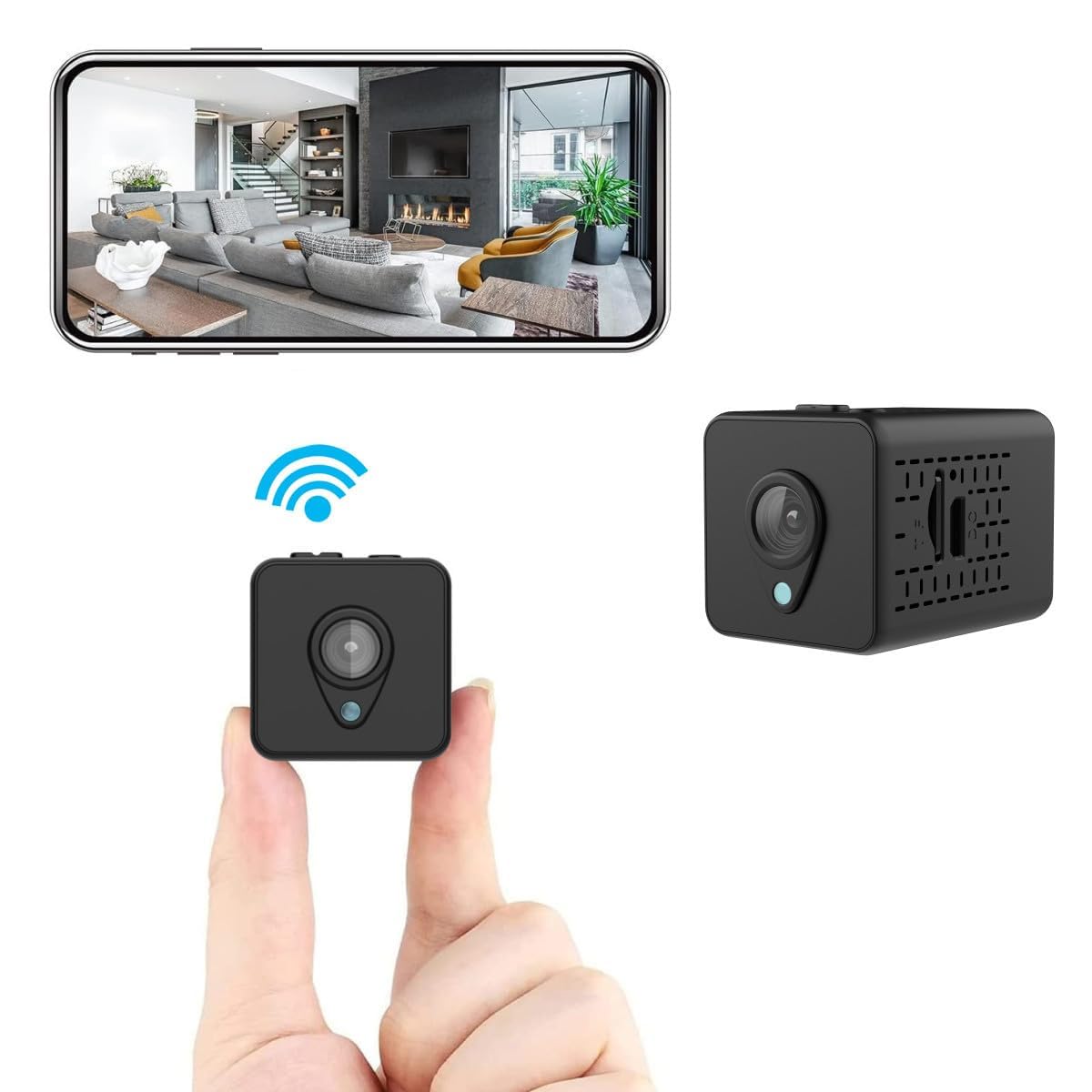 COCBTKQ 1080P WiFi mini Security Nanny Camera, AI Motion Detection Alerts, Auto Night Vision,Real Time Record Surveillance Amera for Indoor Home Ring Camera