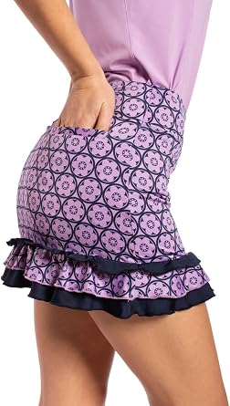 GOLFTINI Printed Pull-On Ruffle Skort 16.5"