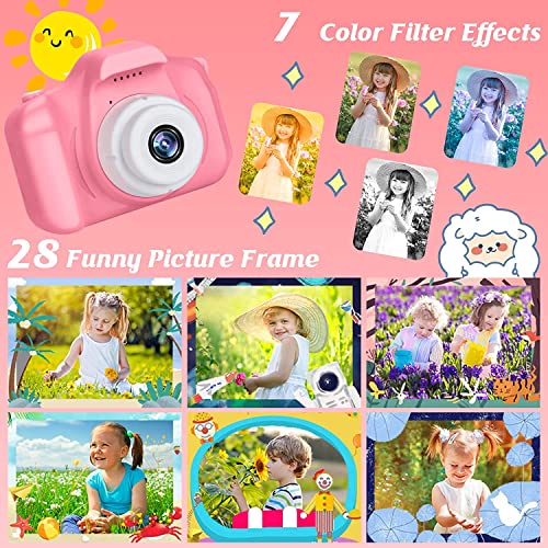 Image of CADDLE & TOES Kids Camera for Girls Boys, Kids Selfie Camera Toy 13MP 1080P HD Digital Video Camera for Toddler, Christmas Birthday Gifts for 3-10 Years Old Children (4GB, Pink)