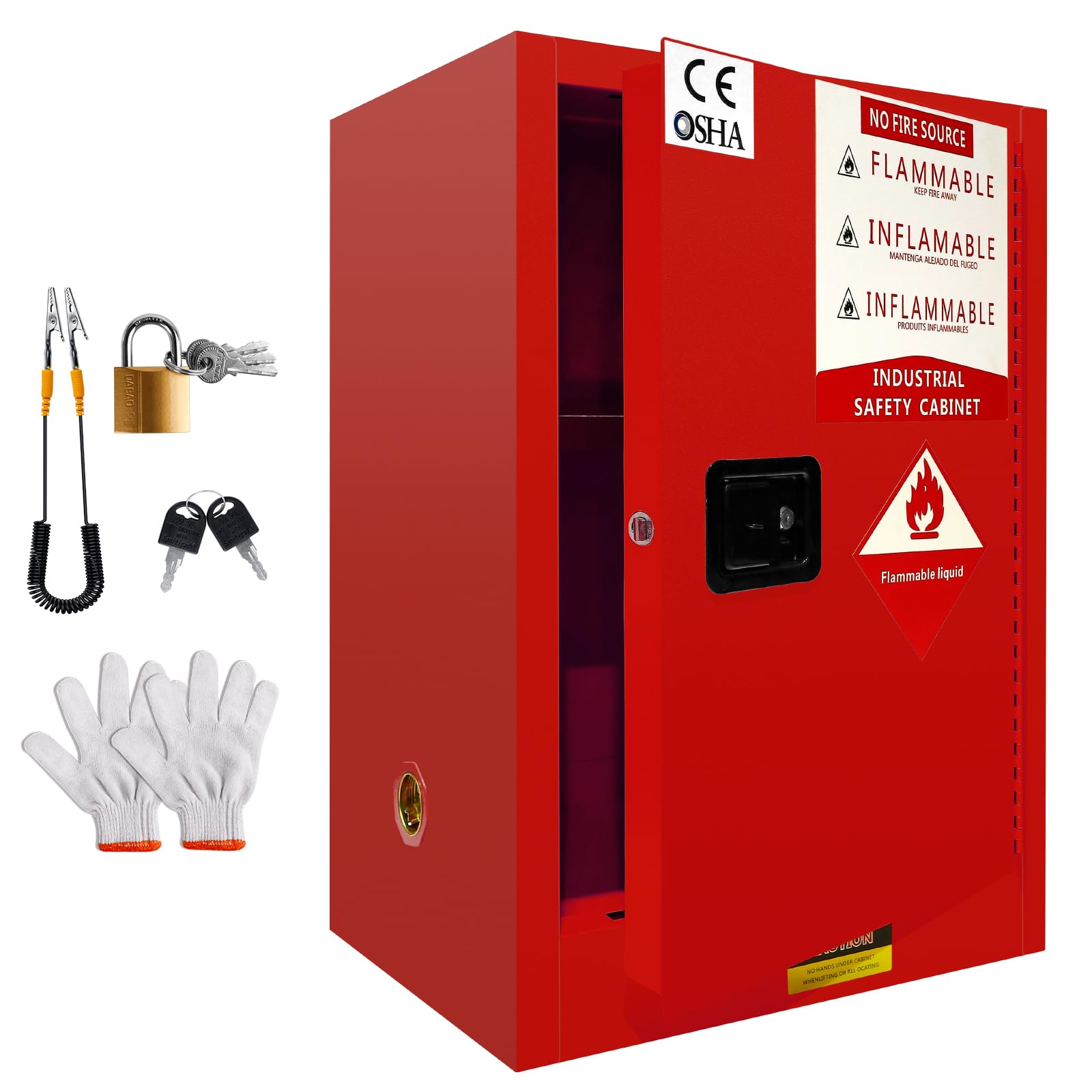 WETOXL 34 Gallon Flammable Cabinet 35H x 23.23W x 18.2D, Galvanized Steel Safety Storage Cabinet, Adjustable Shelf for Commercial Industrial Home Use