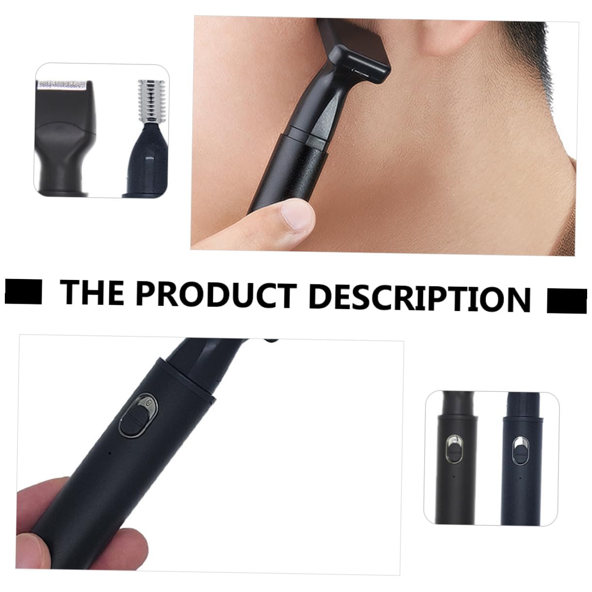 Rasoio Elettrico Uomo Chioma e Barba, Trimmer Nasale Nero | Lega di Alluminio e Abs, Rifinitura Precisa e Delicata, per Peli del Naso e Orecchio