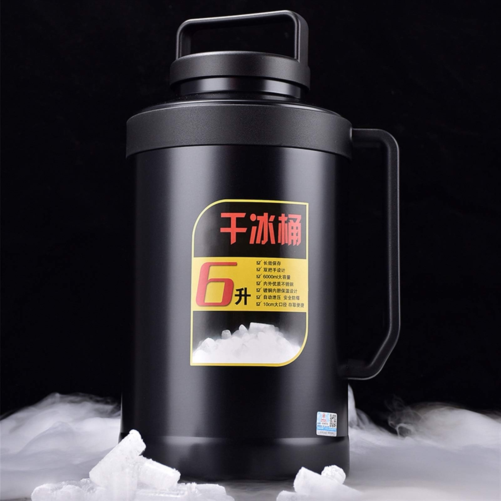 6L Trockeneiskübel, Trockeneis-Thermoskanne Mit Großer Kapazität, Trockeneis-Aufbewahrungseimer, Catering-Eiskübel, Essbarer Trockeneis-Aufbewahrungstank, Edelstahleimer,001,6L