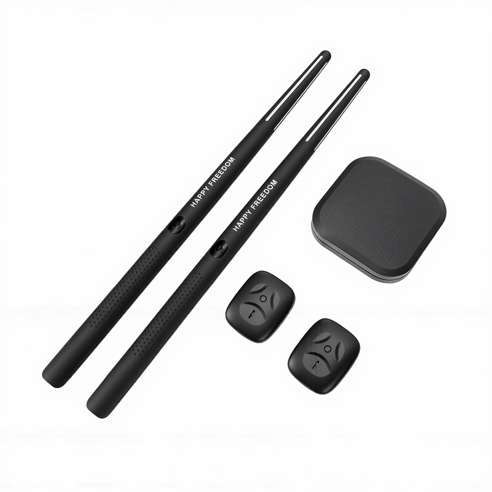 Tnfeeon Kit 3D Motion Sensing Portatile Ricaricabile con Pedali Convertitore Suono per Home Office Bacchette Elettroniche Nere Ad Aria (BLACK)