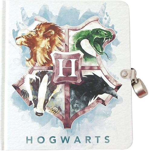 Playhouse Harry Potter Houses of Hogwarts - Agenda de página rayada con cerradura y llave para niños