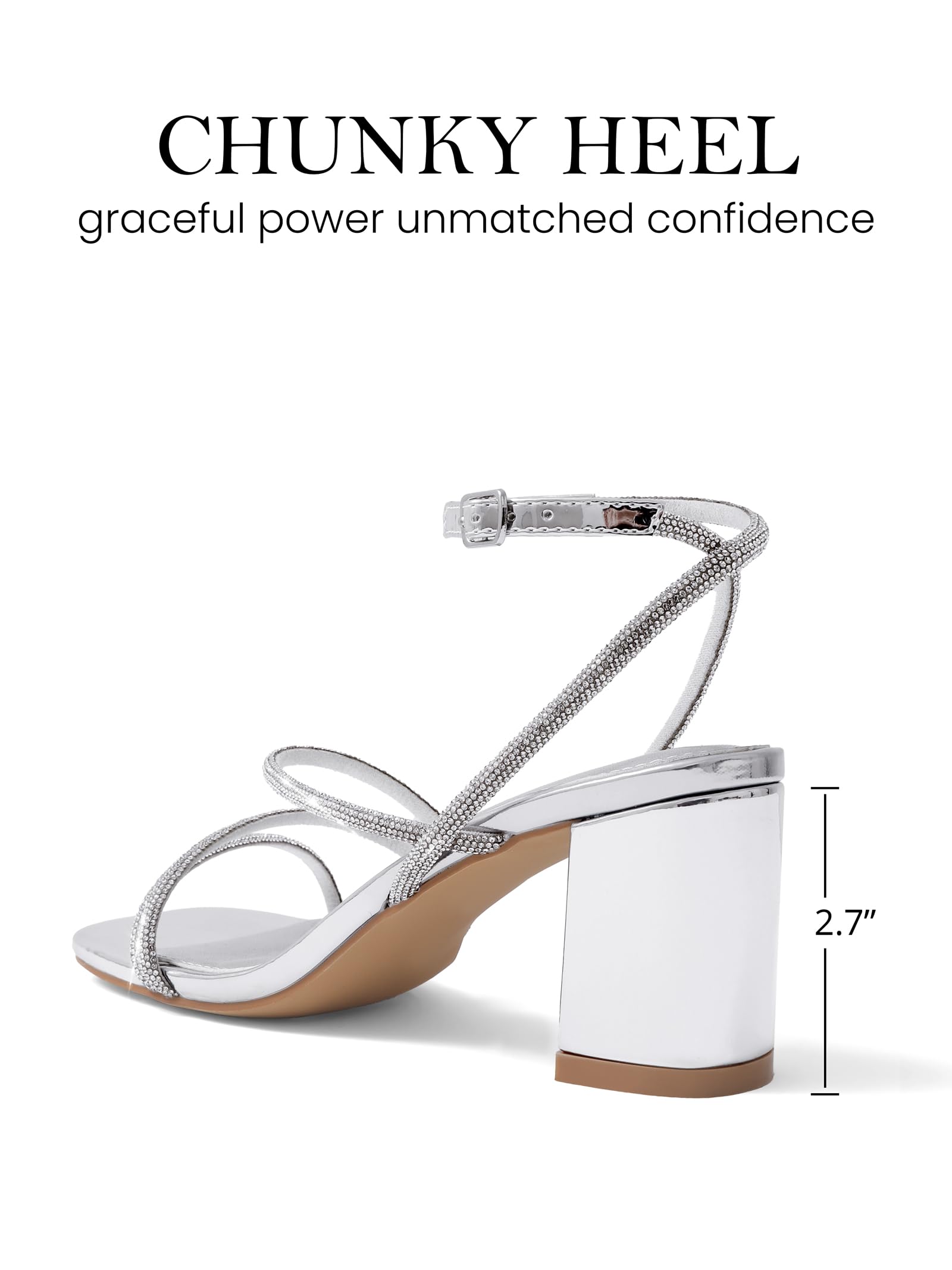 LACUONE Strappy Heels for women Square Toe Chunky Block Heels Ankle Buckle Pump Heeled Sandals