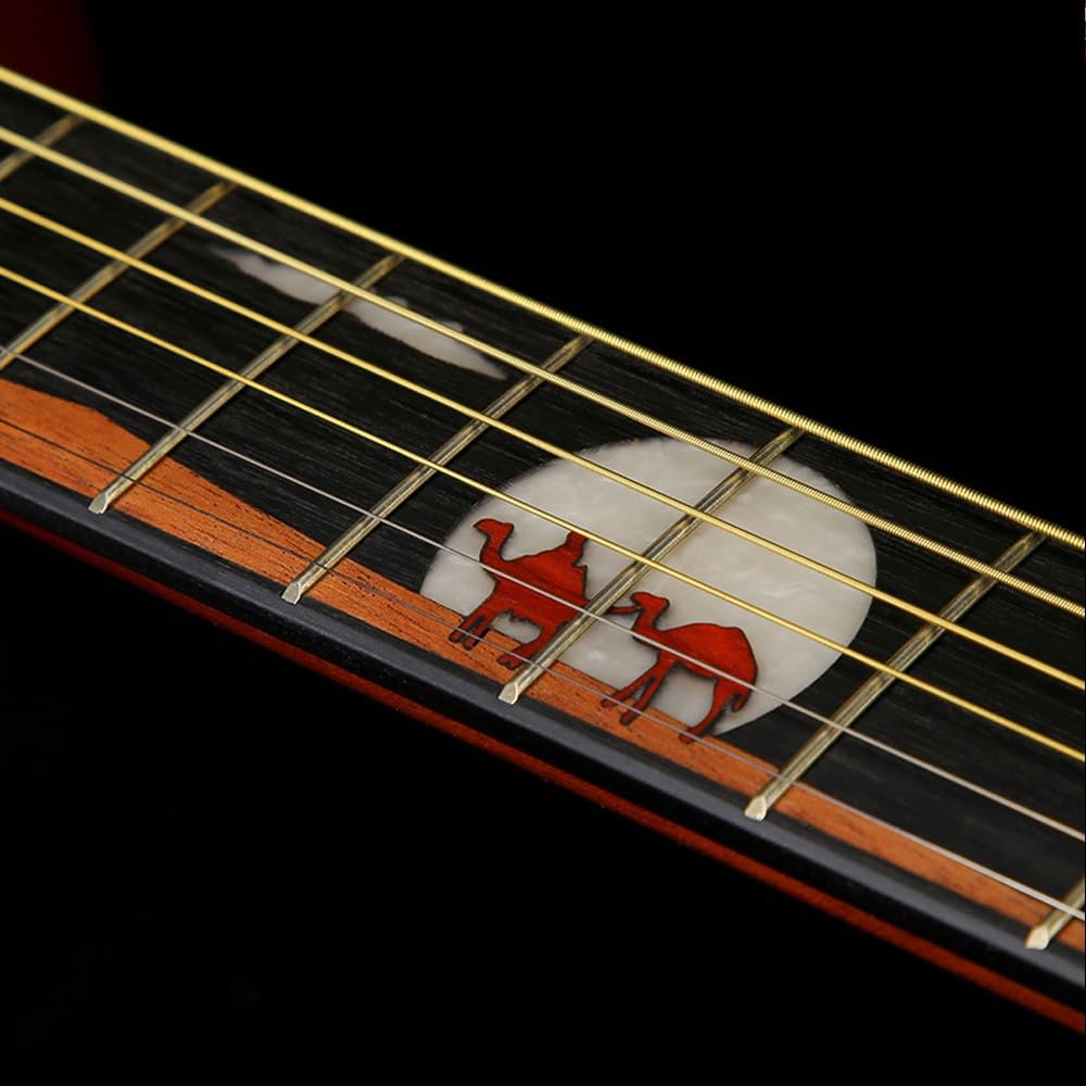 ByErz JF-K8 Chitarra folk in abete rosso impiallacciato singolo da 41 pollici con design unico del modello della tastiera e superficie in legno originale, adatta for esercitarsi e suonare, principiant