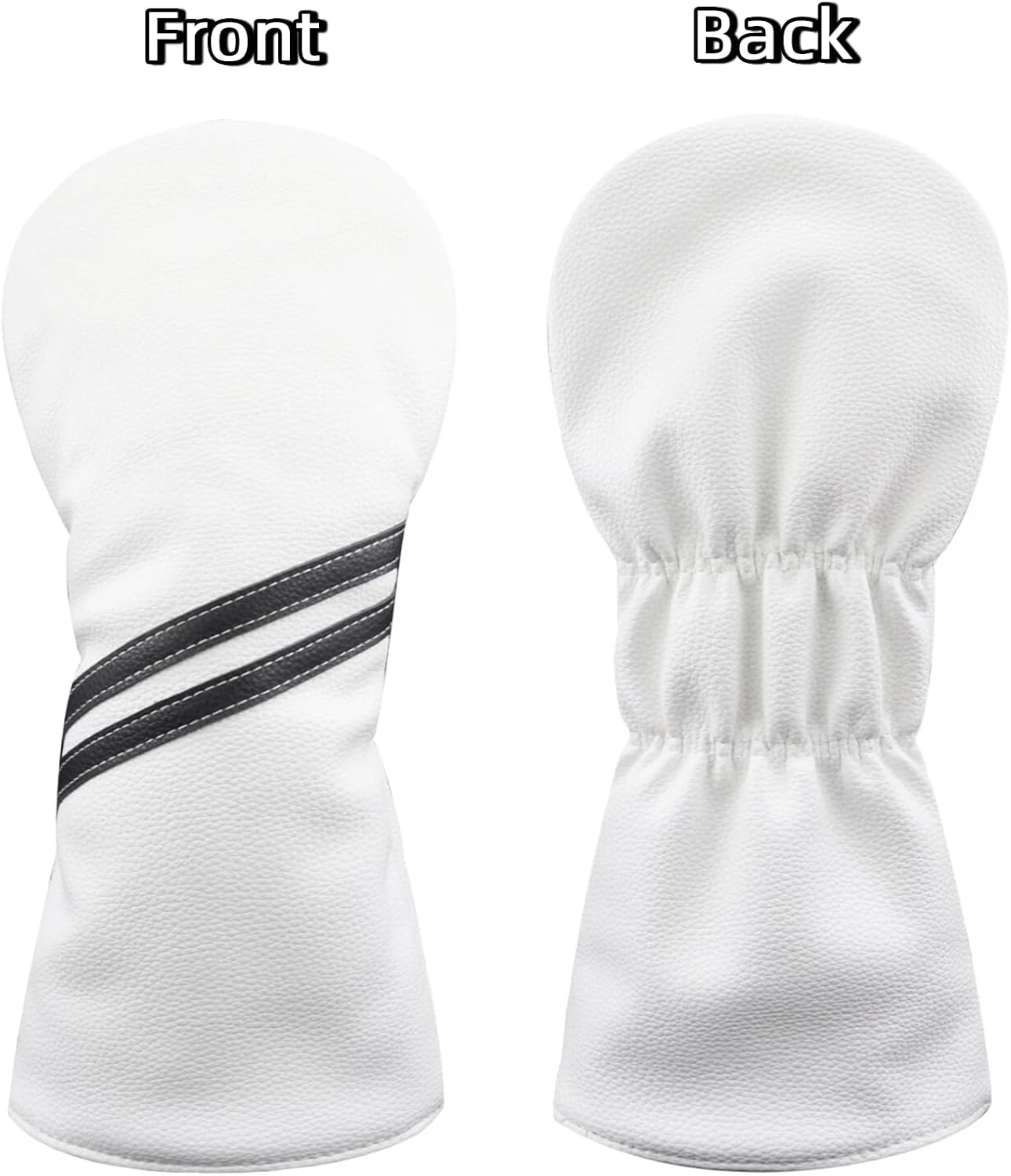 HELLO NRC 3 Pieces Golf Club Covers, Golf Headcover Set, Head Covers for Woods and Driver, 3 Wood Cover White and Black, 460cc PU Waterproof Leather with Rotating Number Tags for Most Golf Clubs