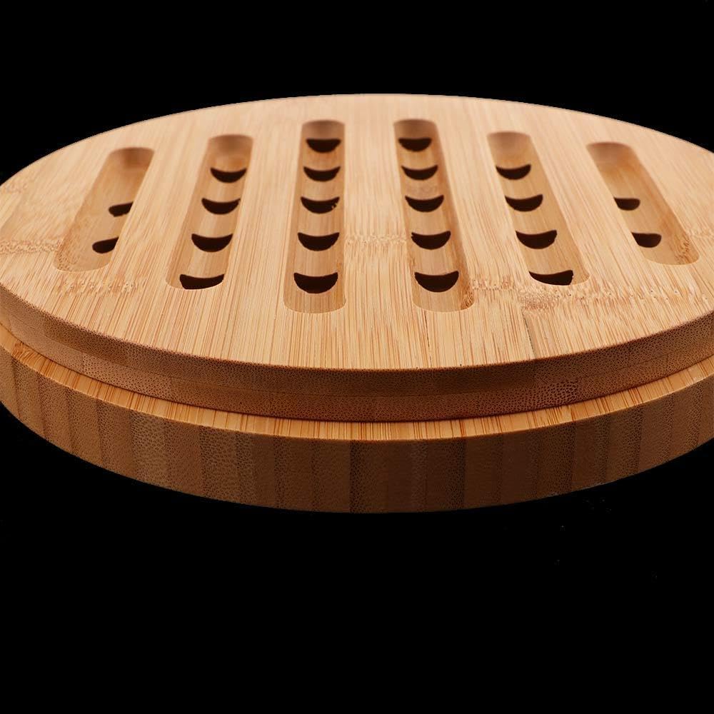 Leadingol Bamboo Trivet Mat, Anti-Hot Non-Slip Circle Natural Bamboo Trivet, Non-Slip Heat Resistant Mat for Kitchen Hot Dishes, Pots and Pans