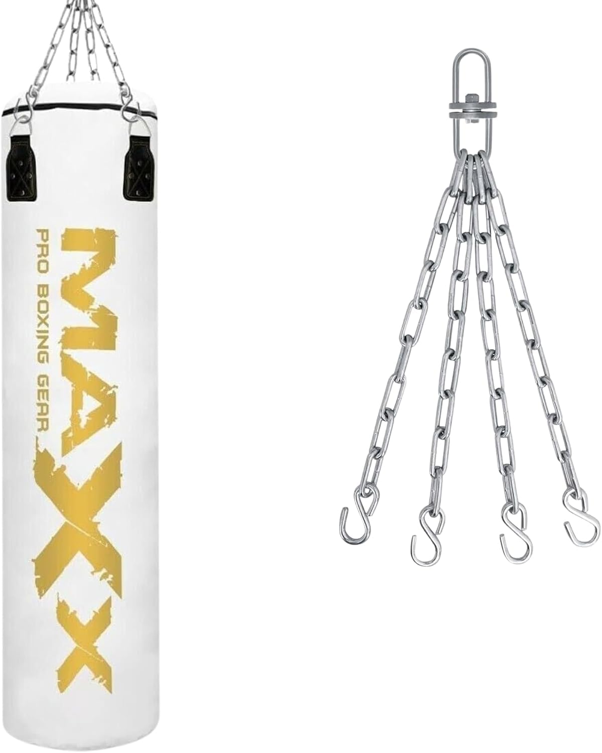 MAXX Multi Punchbags With Free Chain. Sizes 6FT, 5FT, 4FT, 3FT. (WHITE GOLD, 5FT)