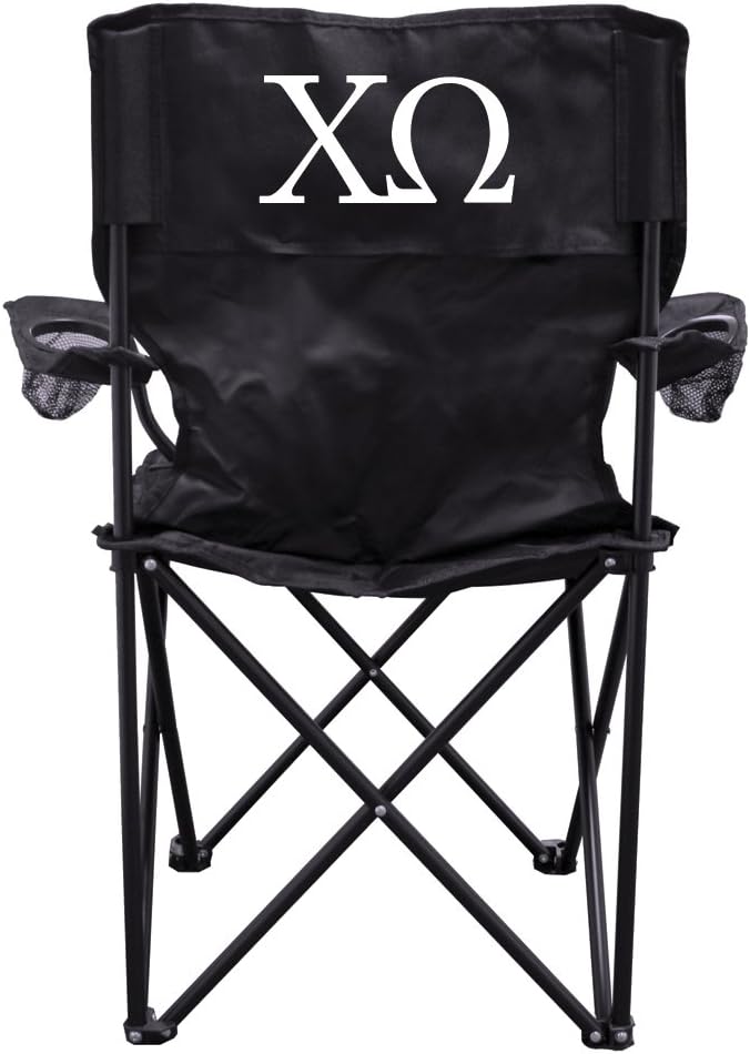 VictoryStore Outdoor Camping Chair - Chi Omega Black Folding Camping Chair with Carry B
