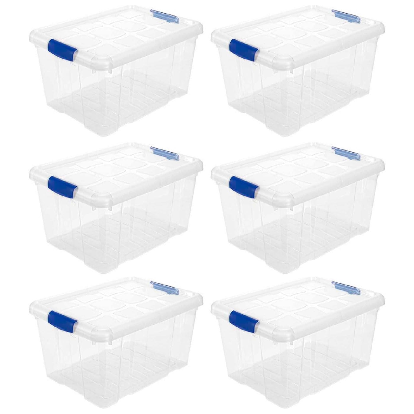 AC - Pack de 6 Cajas de ordenación de plástico Transparente N.º 1. Contenedor para almacenar Juguetes, Libros, Ropa, Mantas. Capacidad 16 litros. Dimensiones Aprox.: 39,6 x 29,6 x 21,5 cm