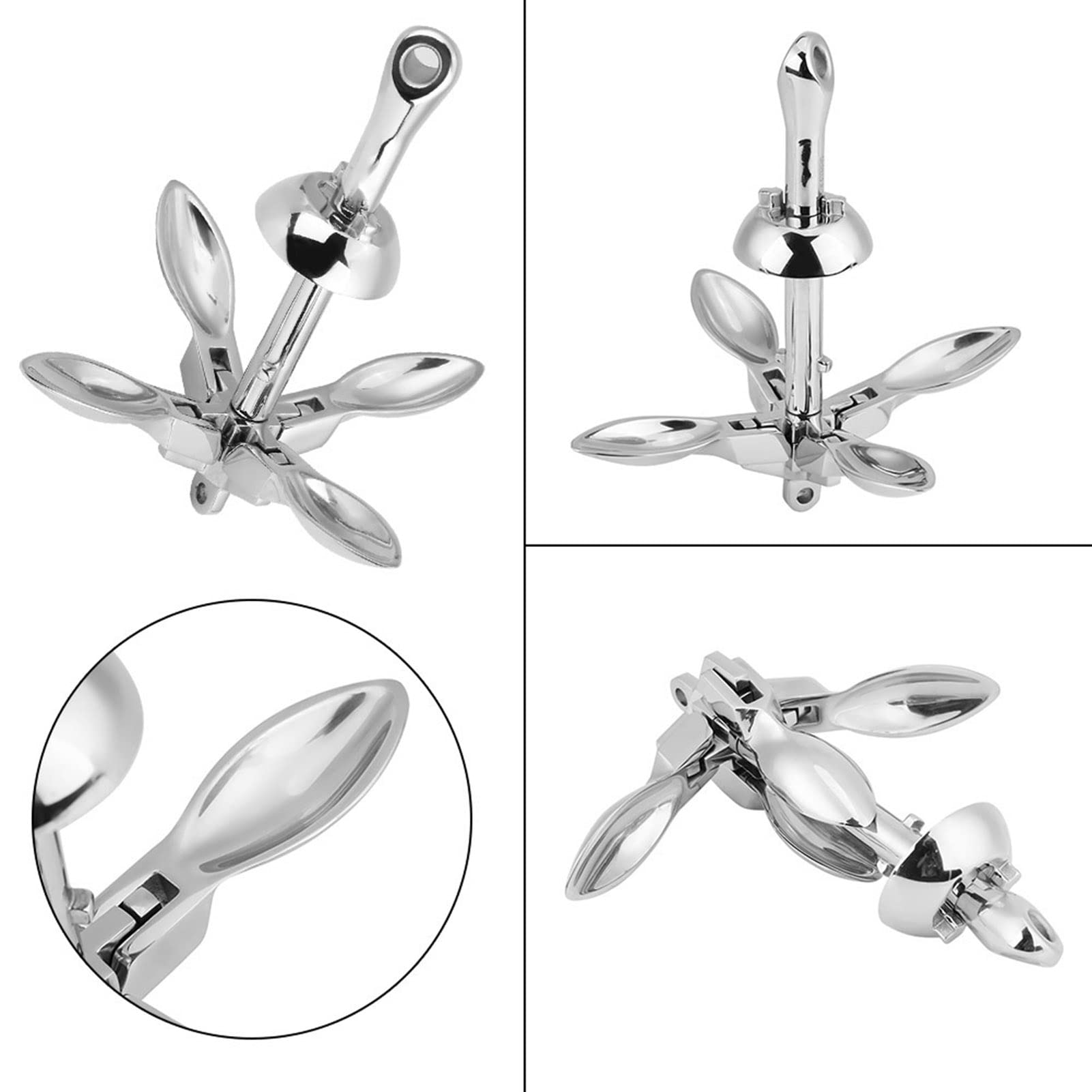 Aramox Ancre Pliant en Acier Inoxydable Marine Grade 316 Brapnel Ancre pour l'amarrage du Yacht avec Finition Raffinée Fine Installation Facile sans Forage
