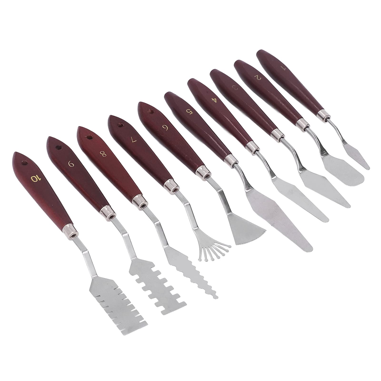 FLEXMAN 10Pcs Painting Knife Set, Stainless Steel Pallet Knife Wooden Handle Spatula Palette Knives Oil Painting Accessories Spatula Palette Knife Metal Knives
