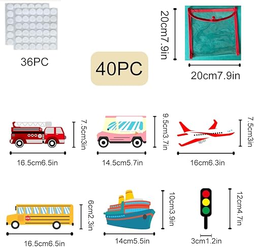 Miniatura 3 de BEUNITONE Juego de 40 piezas de tablero de fieltro de transporte, juego de tablero de historia de fieltro para automóvil, tablero de franela de