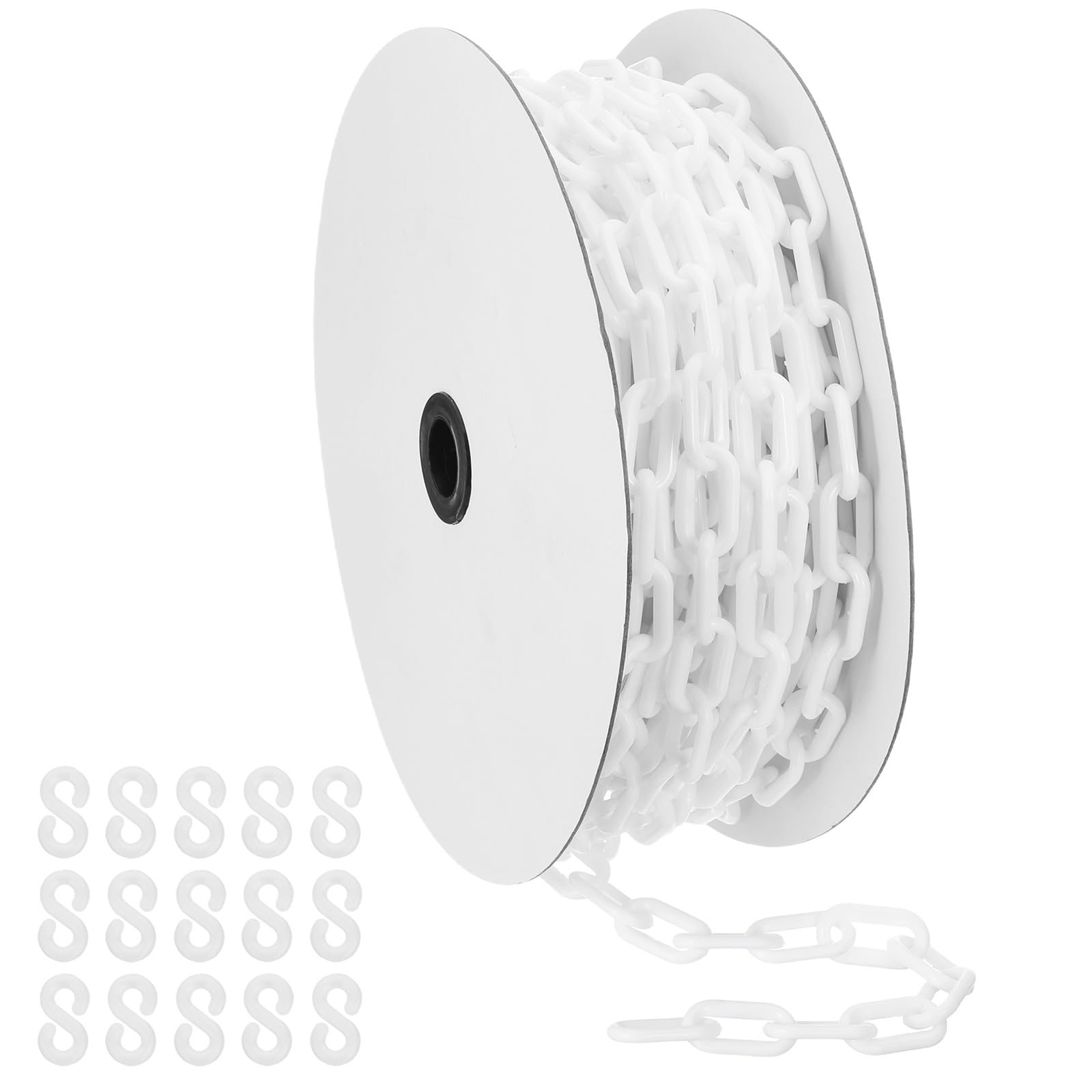 PATIKIL Chaîne plastique blanche, 72 pieds 6mm Chaîne barrière sécurité plastique large Longue pour le contrôle foule, la le stationnement, la clôture, la décoration chantier construction