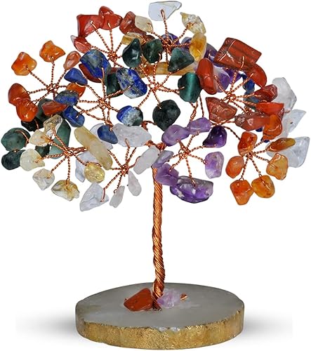 YATSKIA Árbol de la vida de chakras, árbol de cristal de piedras preciosas para energía, decoración de piedras de chakras, decoración de dinero de
