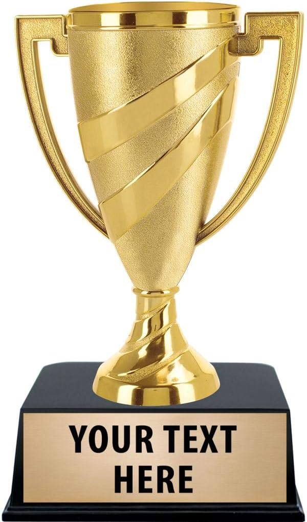Crown Awards Gold Cup Trophies with Custom Engraving, 5.75" Personalized Gold Swirl Cup Achievement Trophy On Black Base