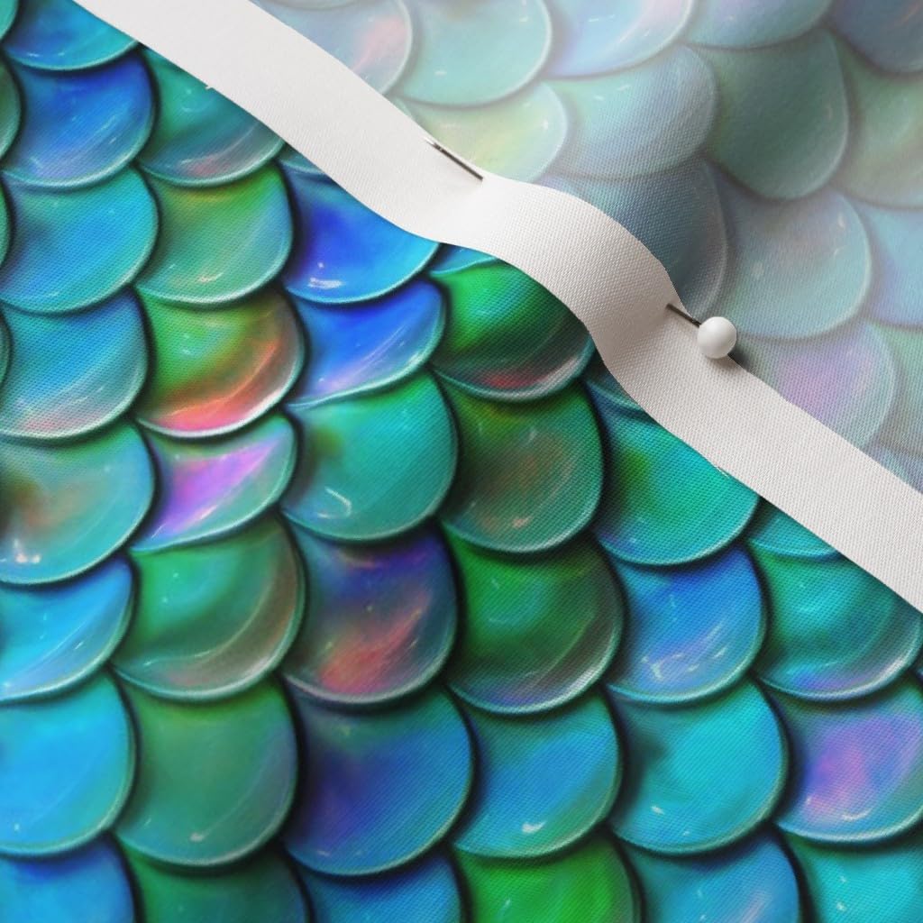 Spoonflower Fabric - Mermaid Scales Fish Ocean Mermaids Aquatic Printed on Cotton Poplin Fabric by The Yard - Sewing Shirting Quilting Dresses Apparel Crafts
