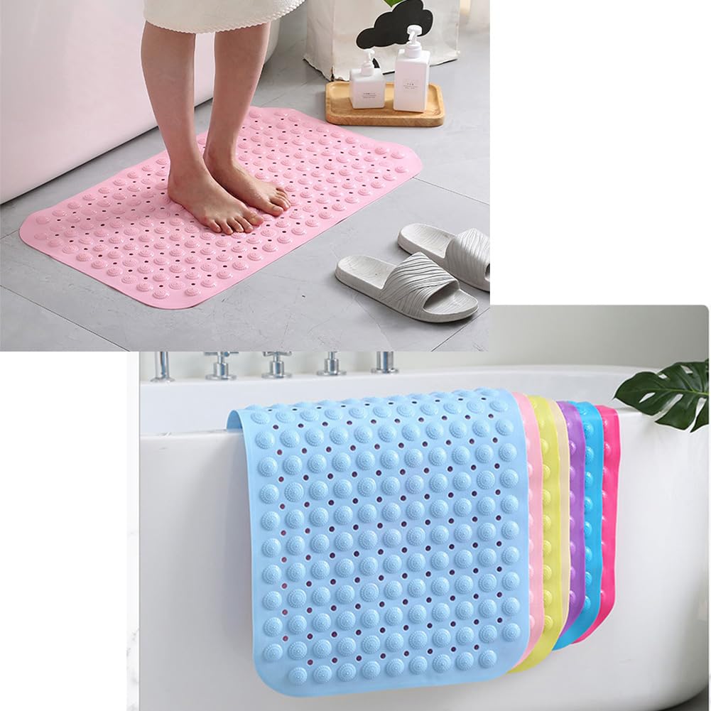 Alfombrilla De Baño Antideslizante Con Ventosas - Rectángulo 35x70cm, PVC Lavable (Azul Claro)