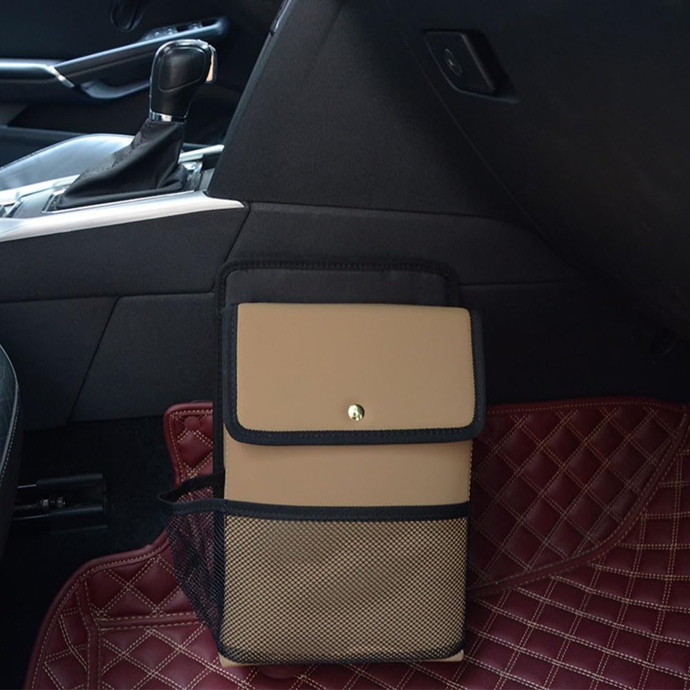 GTALIJHN Car Shoe Bags For Renault/Arkana/Austral/Avantime/Captur Clio/Kadjar/Koleos, Leather Boot Organiser Boxes Tote Organization Bag Durable Waterproof Storage for SUV, Truck, Sedan,Khaki