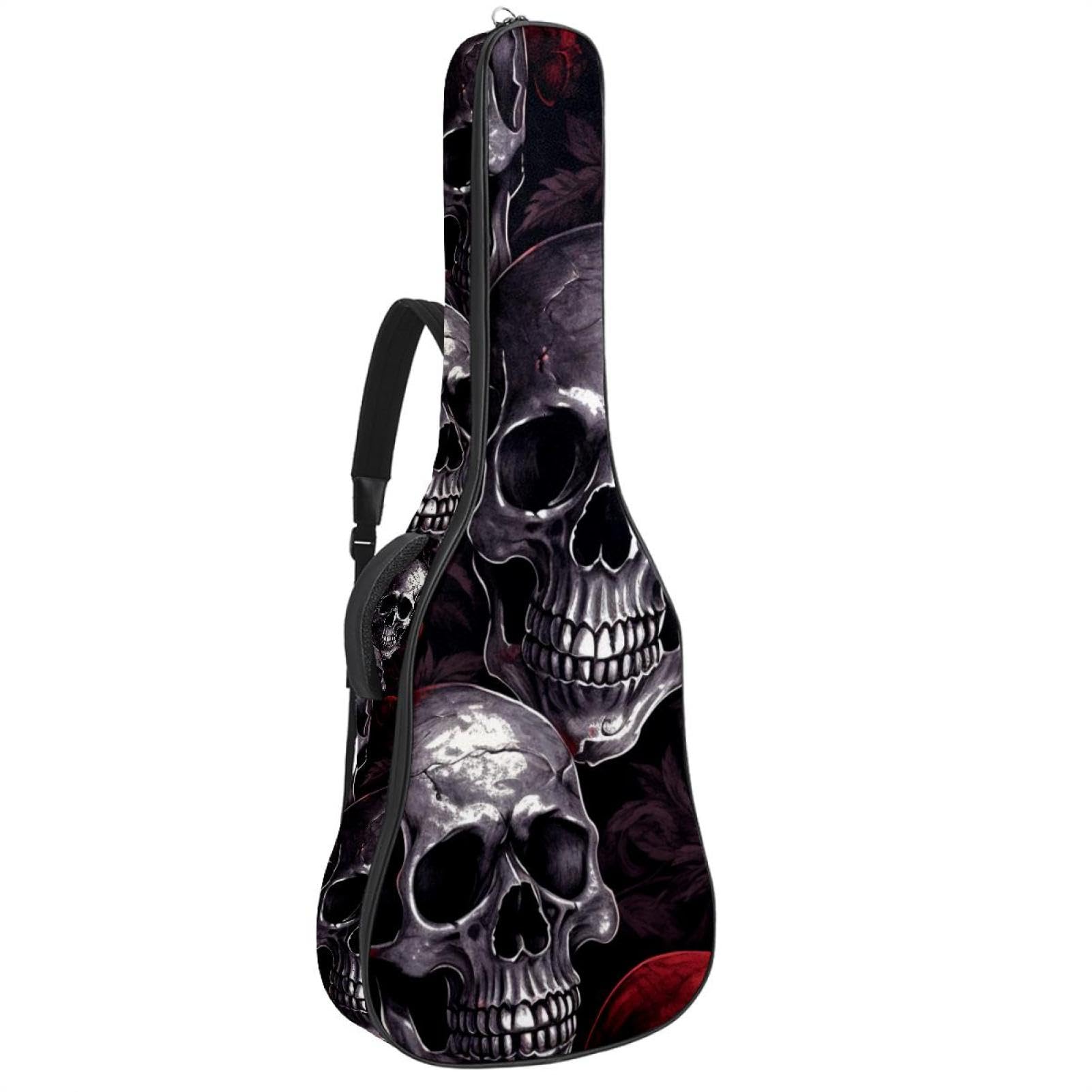 Halloween Skull 56 - Bolsa para guitarra acústica con 2 bolsillos, correa ajustable para el hombro y colgador trasero, adecuada para guitarras eléctricas, bajos y guitarras clásicas, Calavera de