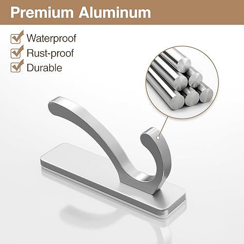 Miniatura 2 de Ganchos adhesivos de pared para toallas, abrigos, ganchos para colgar resistentes (13 libras), gancho de metal para puerta, baño, dormitorio,