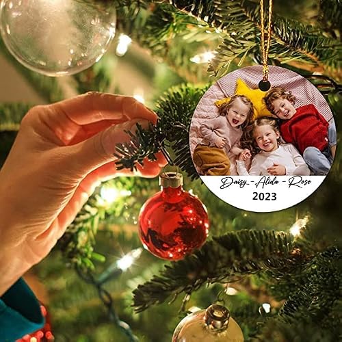 Personalized Photo Christmas Ornament, Baby’s First Christmas Picture Ornament 2023, Any Picture, Upload Any Photo, Custom Any Text, Xmas Ornament Keepsake Gift For Babies Boy Girls, Family #TOP2