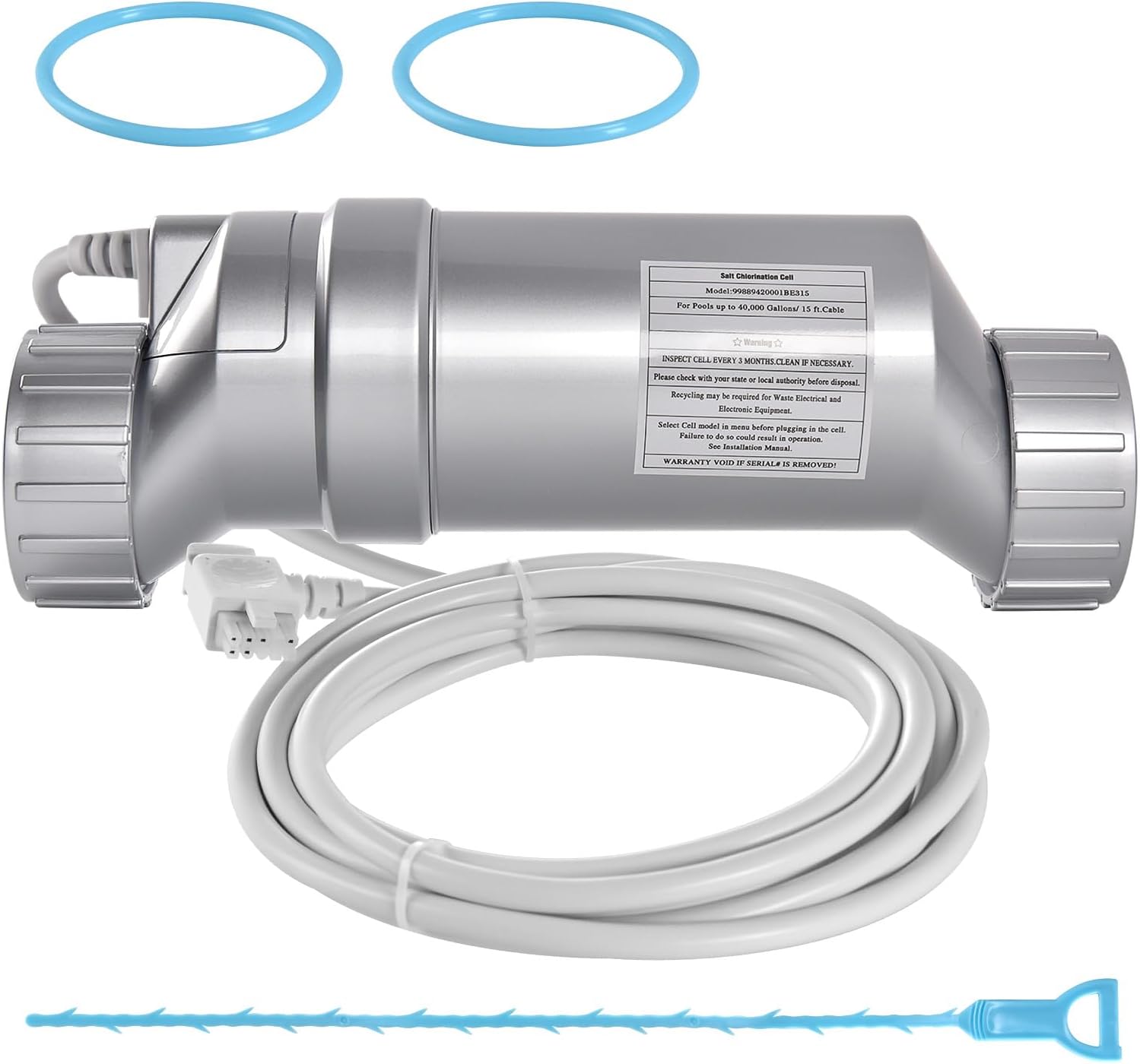 T-15 Salt Cell Replacement for Hayward W3T-CELL-15, 3+ Year Titanium Core, Cuts Chlorine Costs Up to 56%, Compatible with AquaRite/AquaTrol/ProLogic/AQ-Logic Firmware 1.50+, 40,000 Gallon Pools