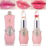 BKPPLZP 2 Pack Crystal Flower Jelly Lipstick,Magic Color Changing Lipstick,PH Clear Temperature Color Changing Lipgloss,Lip Balm,Long Lasting Nourishing Moisturizing Lip Stick Set(Set A)
