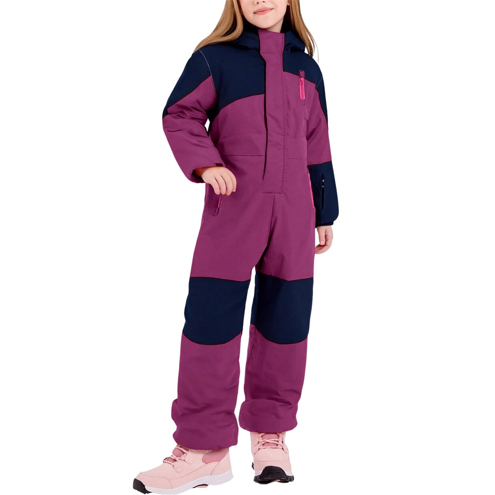Trajes de esquí para niños clásico traje de nieve de una pieza con bolsillos para niños unisex grueso mono de nieve resistente al viento impermeable mono de esquí para niños pequeños mono cálido al