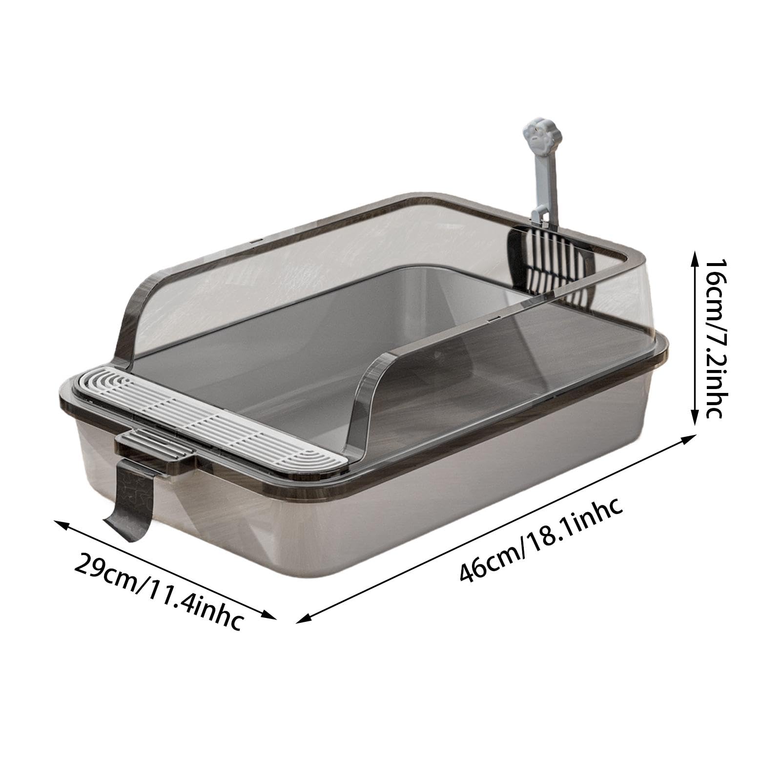 Caja de Arena para Gato Caja Sanitaria para Gatos Bandeja Higiénica de Gatos Recipiente Sanitario de Material PP Estructura Abierta Adecuada para Gato