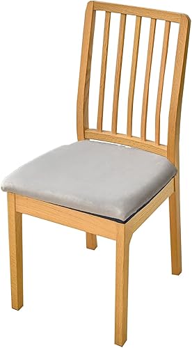 Miniatura 1 de Juego de 6 fundas elásticas de felpa para asiento de silla, para comedor, lavables, extraíbles, para comedor, cocina, color gris claro, 6 piezas