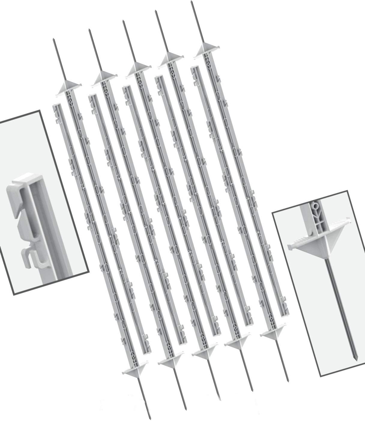 Weidezaunpfähle 125cm weiß 20 Stück Pack Doppeltritt (105cm über Boden) - stabile Konstruktion