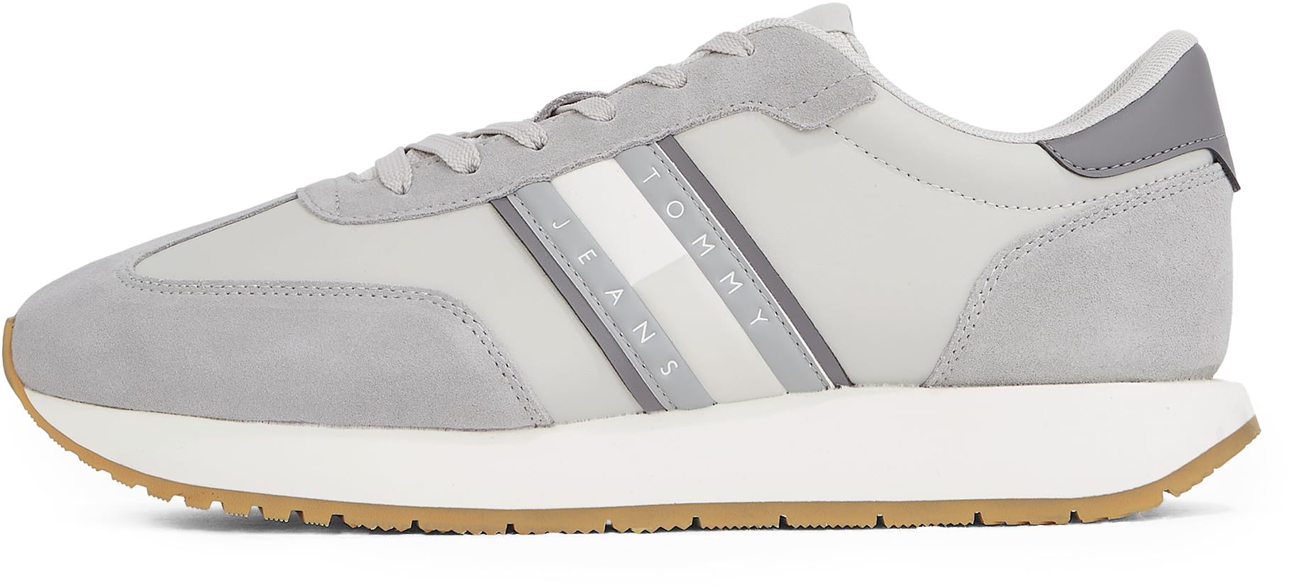 Tommy Hilfiger Men's Gray Sneakers, 12 Uk, Brown Leather Sneaker