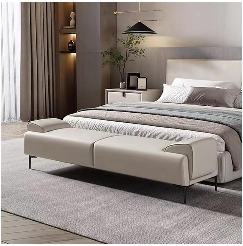 End Stool Light Luxury Bedside End Stool Bedroom High-end Bed Foot Bench Bed Foot Sofa Bench Cloakroom Clothing Bench Long Bench(Brown)