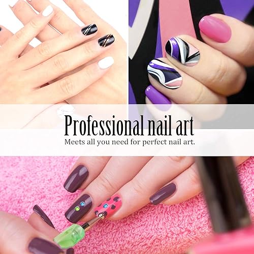 Miniatura 7 de Pinceles de arte de uñas, kit de diseño de esmalte de uñas 3D para adolescentes con 15 pinceles de gel de uñas, 5 unidades, 12 colores de piedras