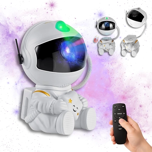 Projetor galáxia astronauta com luz noturna LED, céu estrelado, aurora colorida e controle remoto. Ideal para quartos infantis e decoração criativa – Qualidade Premium LNSTORE