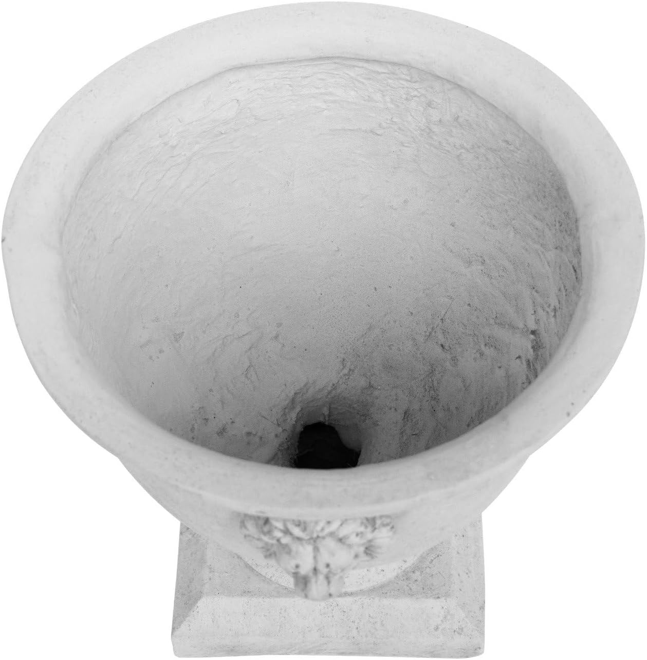 Garden Urn Planter, 13-inch Antique White Lion Head Decorative Planter with Drainage Hole, Pedestal Flower Pot for Patio, Garden, Yard, Indoor & Outdoor Plant Container
