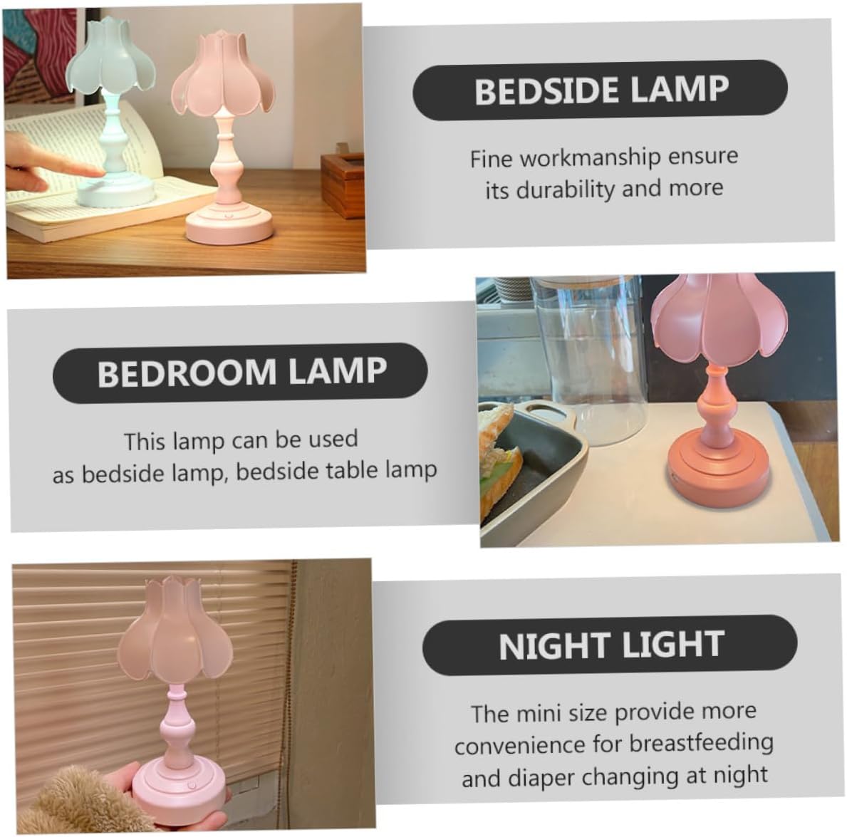 DOITOOL 5pcs Decorative Night Light for Rooms Soft Transitioning Colors Dimmable Bedside Lamp for Breastfeeding for Nursery and Evening Use